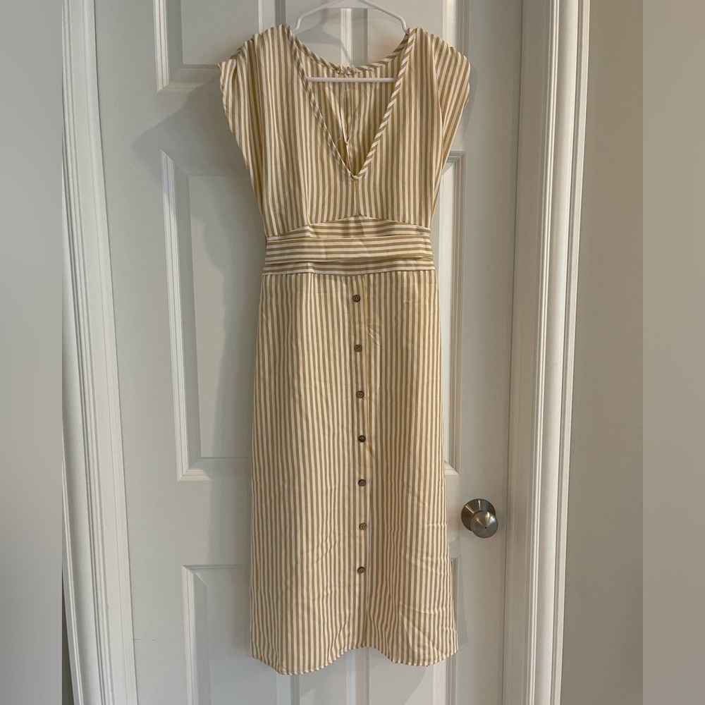 Yellow Striped Midi Sundress Size M